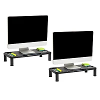 Mind Reader Monitor Stand, Laptop Riser, Desktop Organizer, Office, Plastic, Set of 2, Black
