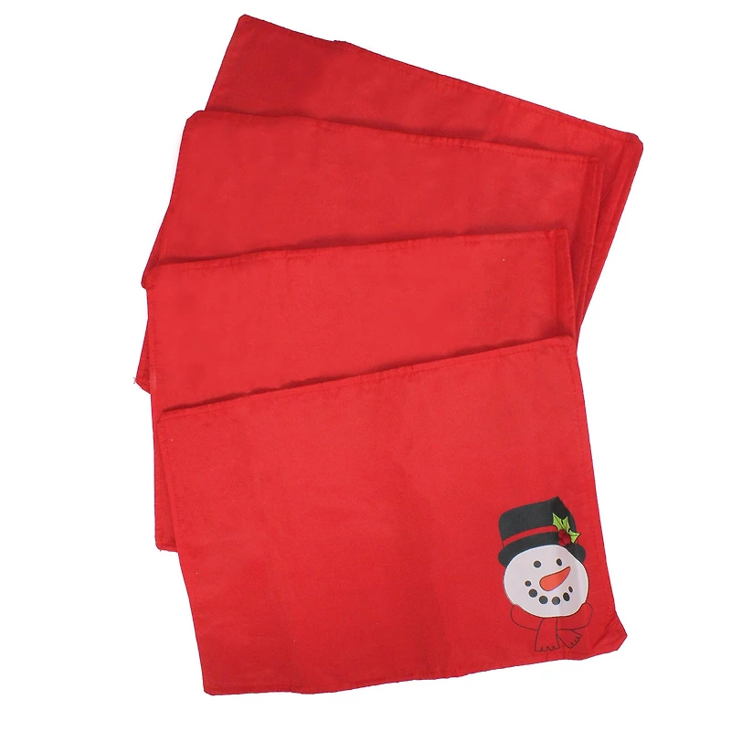 Snowman Pouch with Christmas Place Mats - 13.5" - Set of 4