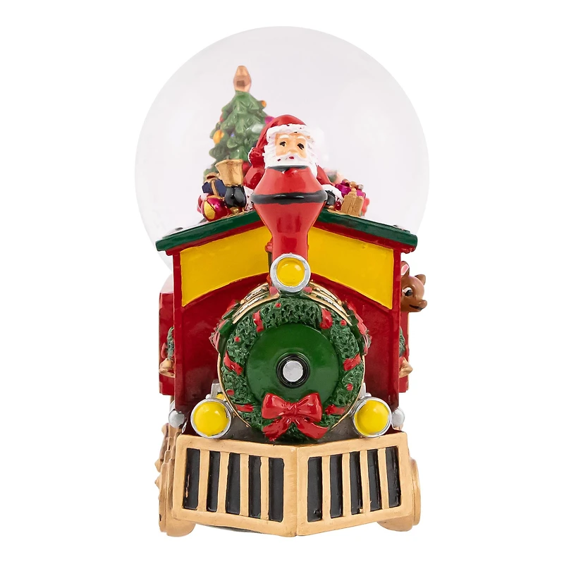 Santa Driving the Train Musical Christmas Snow Globe - 8.25"