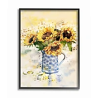 Stupell Industries Sunflower Assortment in Blue Patterned Pitcher Framed Wall Art