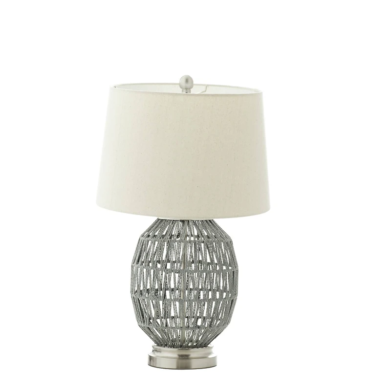 Grey Cotton Coastal Table Lamp, 25" x 15" x 15'