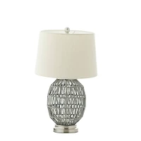 Grey Cotton Coastal Table Lamp, 25" x 15" x 15'