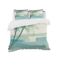 Designart 'Peaceful Dusk I Tropical' Coastal Bedding Set