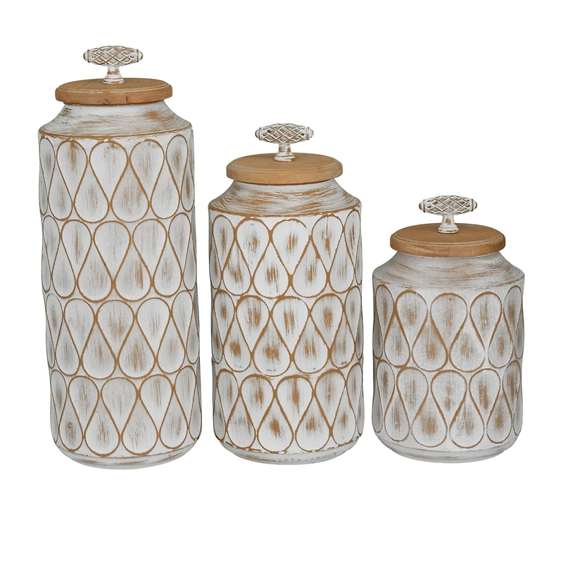 Brown Traditional Decorative Jars, Set of 3" 16", 13", 10"