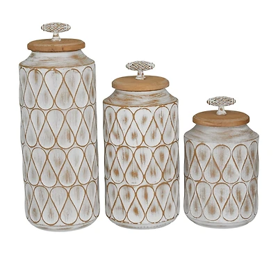 Brown Traditional Decorative Jars, Set of 3" 16", 13", 10"