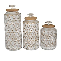 Brown Traditional Decorative Jars, Set of 3" 16", 13", 10"