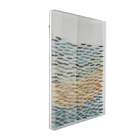 Blue Acrylic 3D Waves Geometric Shadow Box with Clear Frame 30" x 3" x 40"