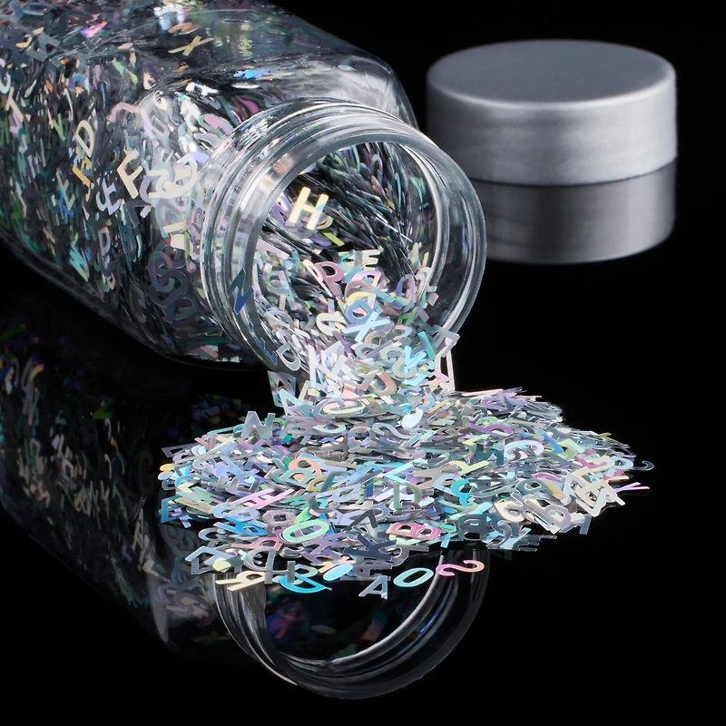 12 Pack: Silver Holographic Polyester Glitter Letters by Recollections™