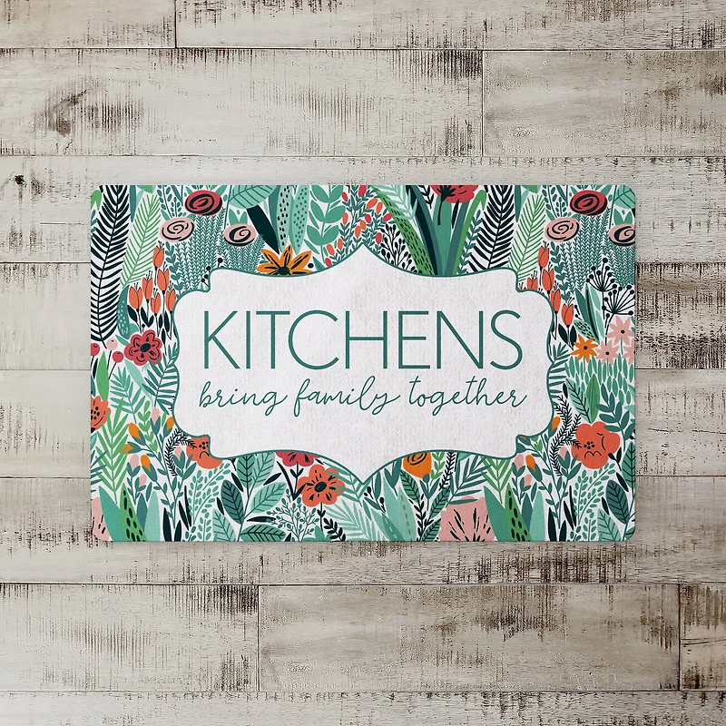 Floral Kitchens Bring Family Together Floor Mat