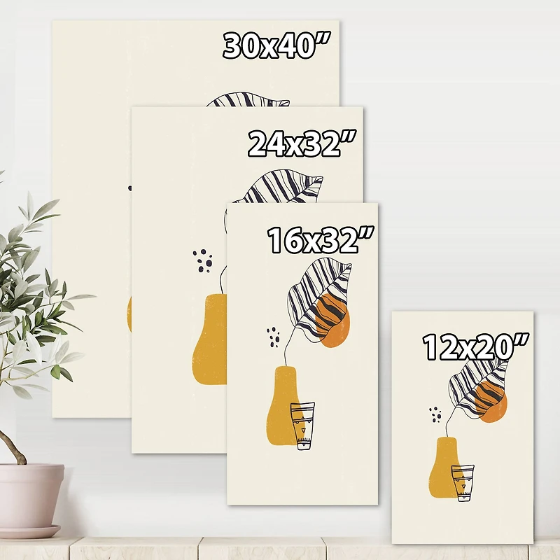 Designart - Botanical Minimalist Leaf With Abstract Shapes III