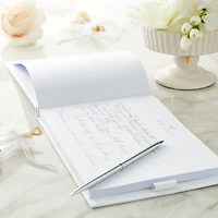 White & Silver Guest Book & Pen Set by Celebrate It™
