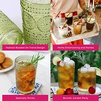 Kate Aspen® 13oz. Beaded Floral Green Drinking Glasses, 6ct.