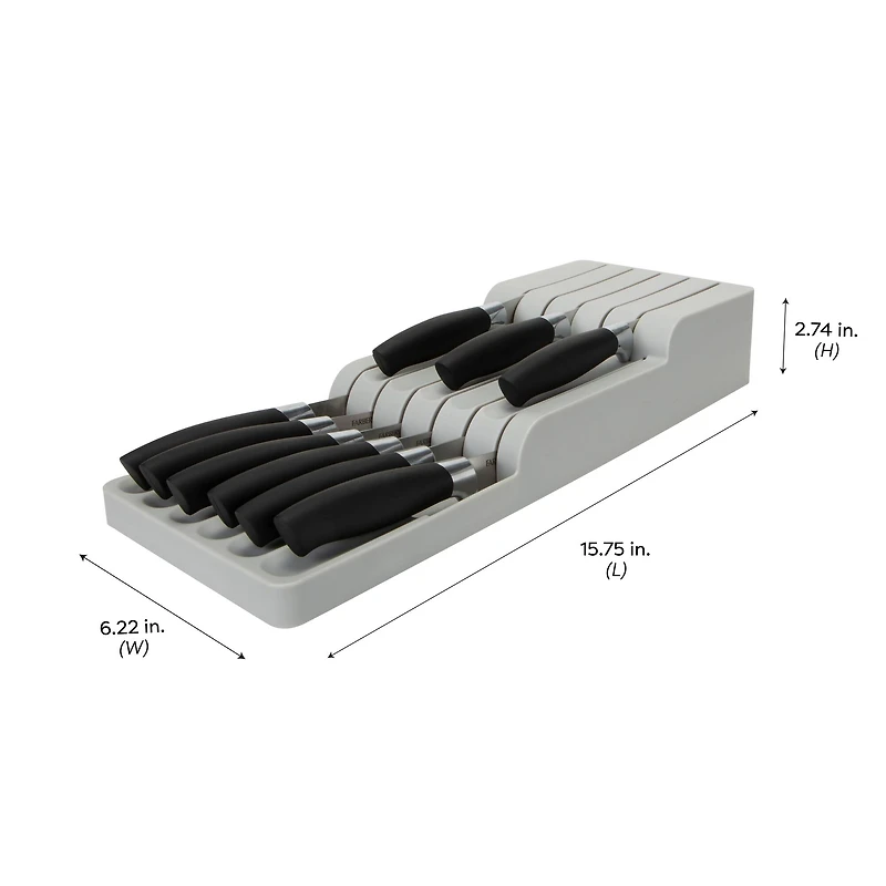 Kitchen Details 2-Tier Gray In-Drawer Knife Organizer