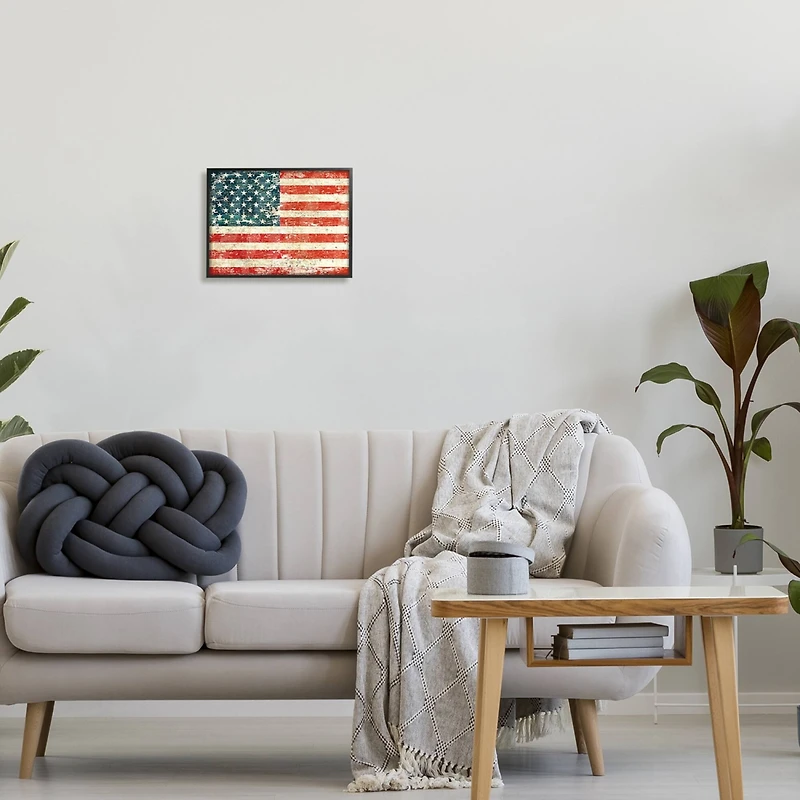Stupell Industries Rustic American Flag Framed Giclee Art