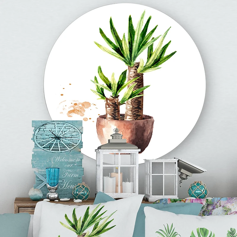 Designart - Yucca Tree In The Ceramic Flower Pot