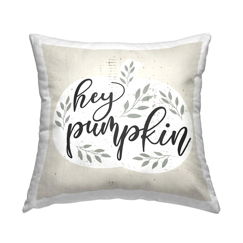 Stupell Industries Hey Pumpkin Charming Botanical Silhouette Foliage Throw Pillow