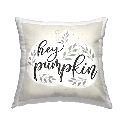 Stupell Industries Hey Pumpkin Charming Botanical Silhouette Foliage Throw Pillow
