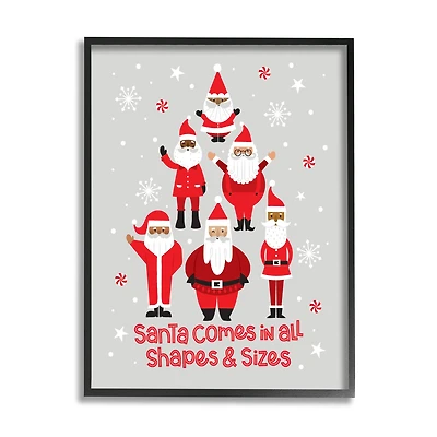 Stupell Industries Santa All Shapes & Sizes Christmas Phrase Framed Giclee Art