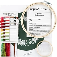 6" Poinsettia & Peppermint Wreath Embroidery Kit by Loops & Threads®