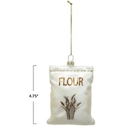 Hello Honey® White & Gold Glittering Gourmet Flour Sack Glass Ornament