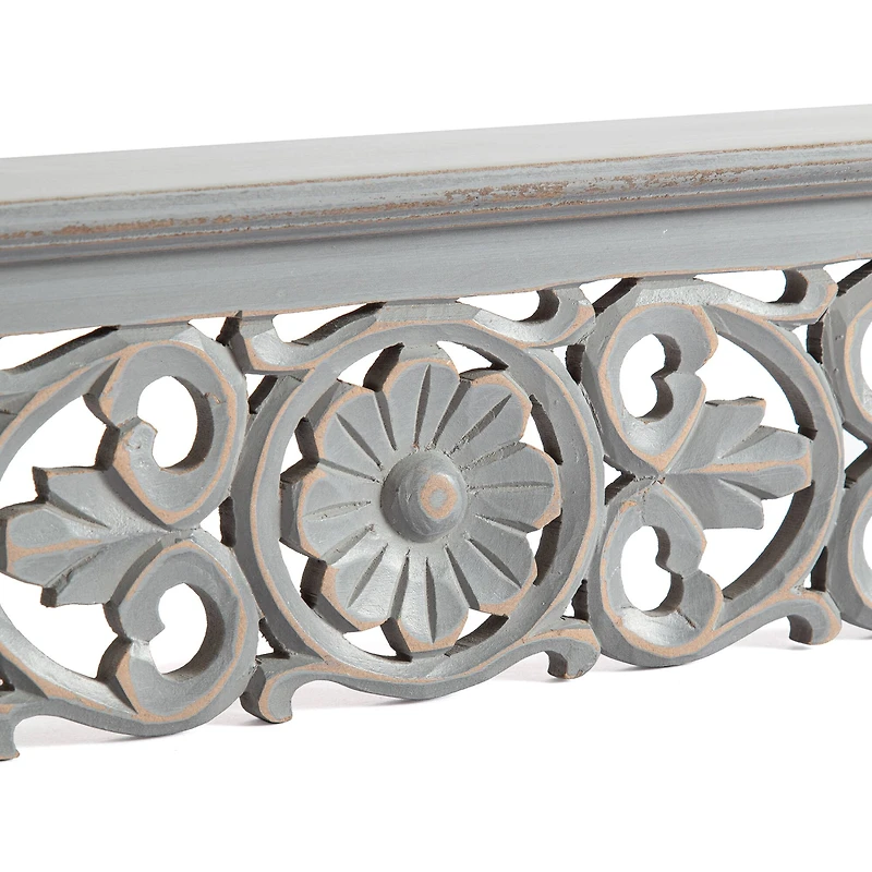 Habitat 30" Carved Gray Decorative Shelf