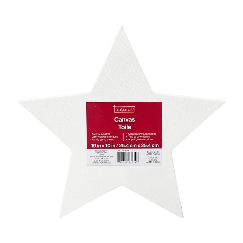10" x 10" White Star Cotton Duck Canvas by Craft Smart™
