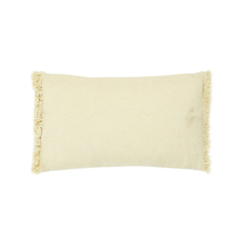 Diamond Design & Fringed Ends Cotton & Linen Lumbar Pillow
