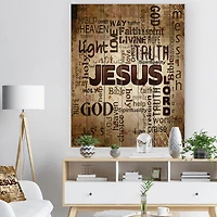 Designart - Jesus' word cloud in grunge background