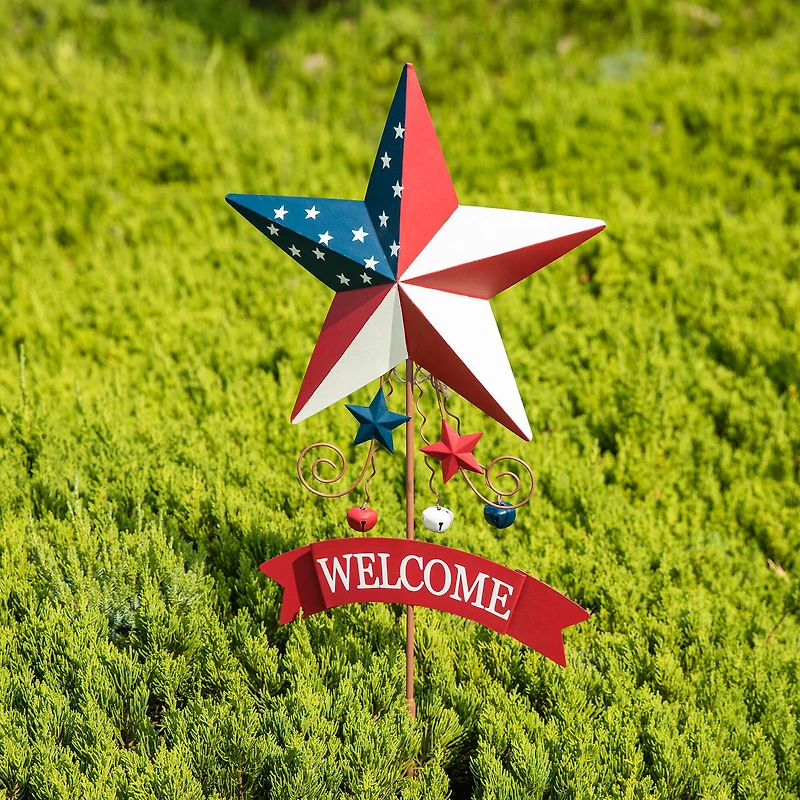 Glitzhome® 42" Patriotic America Star Yard Stake Set