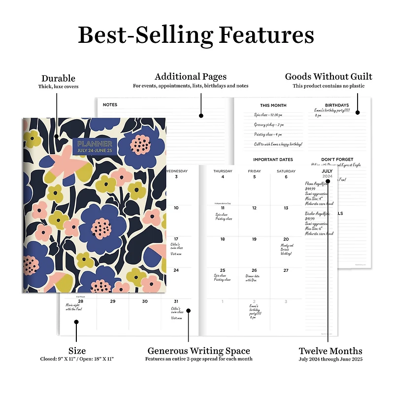 TF Publishing 2024-2025 Large Mod Flowers Monthly Planner