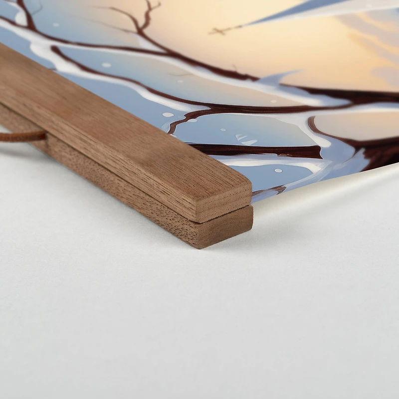 Christmas Village Scene 16" x 20" Teak Hanging Canvas