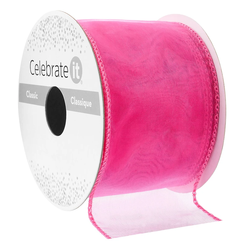 2.5" x 10yd. Pink Organza Wired Ribbon by Celebrate It™ Classic