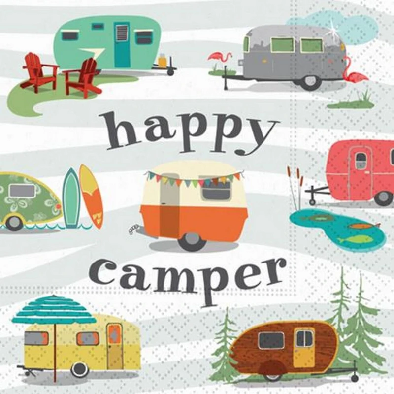 JAM Paper Happy Camper Cocktail Napkins, 40ct.