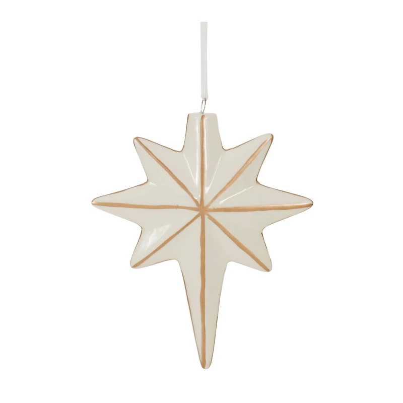 4" Ceramic Star & Snowflake Ornaments Set