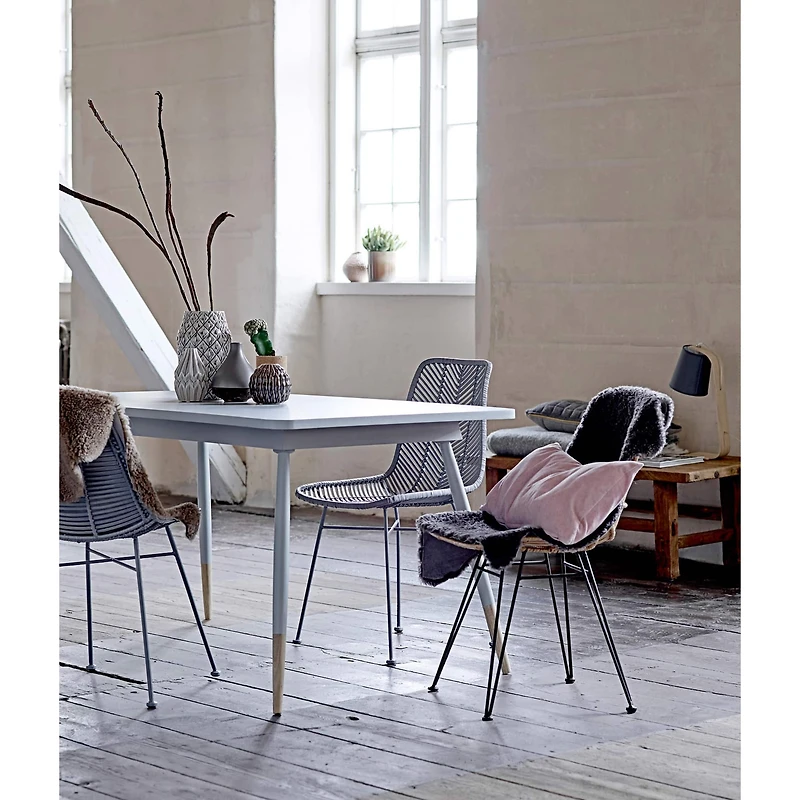 Hello Honey® Natural & Black Boho Rattan & Metal Dining Chair