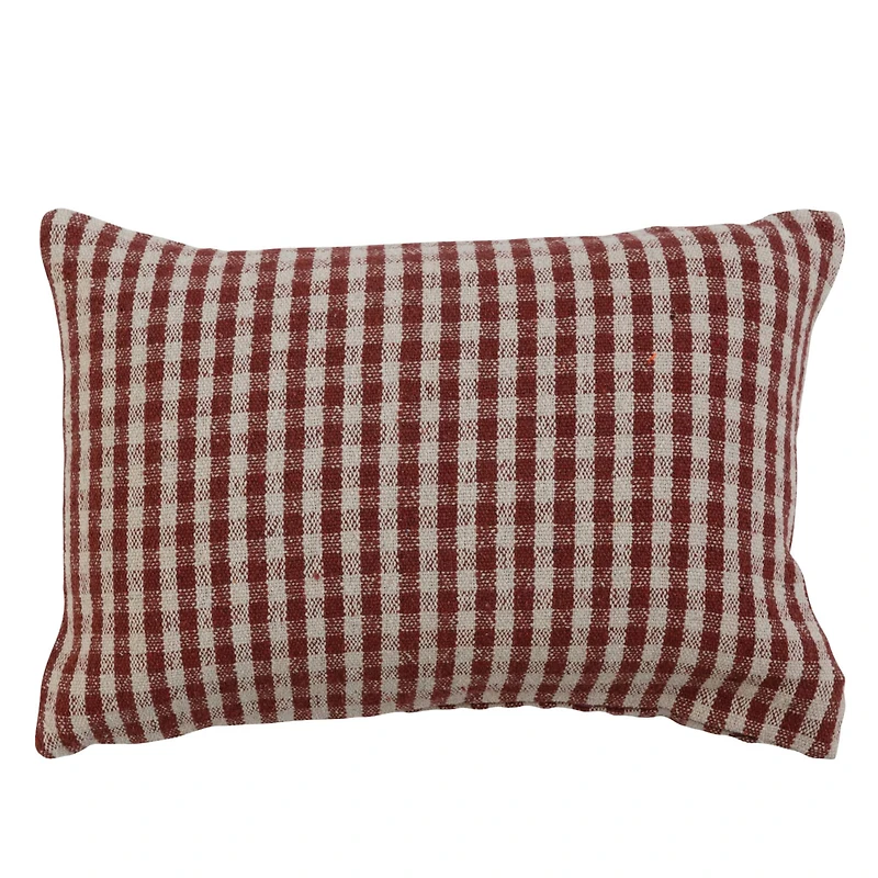 Gingham Woven Recycled Cotton Blend Lumbar Pillow