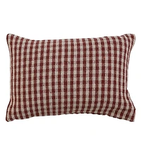 Gingham Woven Recycled Cotton Blend Lumbar Pillow