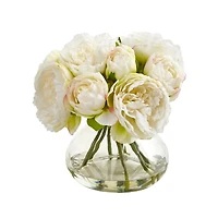 10" Peony Arrangement in Vase