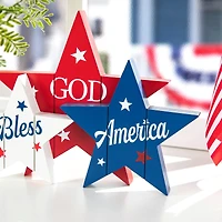 Glitzhome® 11" Wooden Patriotic America Stars Table Décor