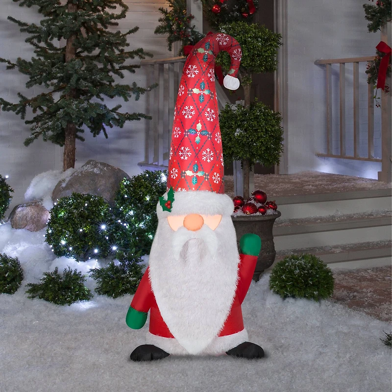 5ft. Airblown® Inflatable Christmas Gnome with Damask Cap
