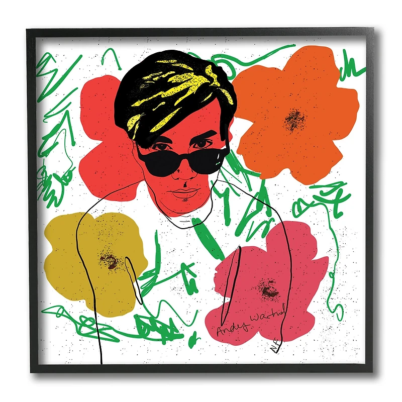 Stupell Industries Andy In Glasses Expressive Artist Abstract Flowers, 12" x 12"
