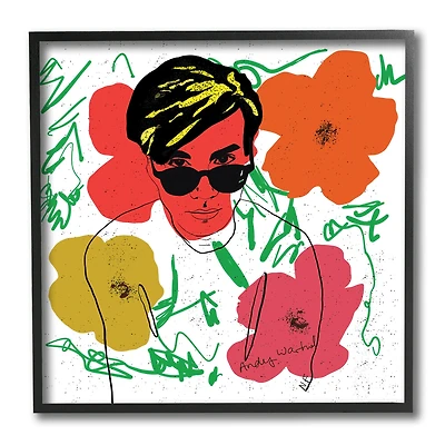 Stupell Industries Andy In Glasses Expressive Artist Abstract Flowers, 12" x 12"