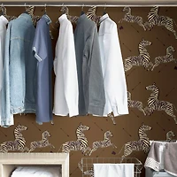 Scalamandre Brown Zebra Safari Peel & Stick Wallpaper