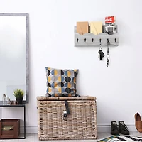 NEX™ Rustic White Wall Mounted Mail Holder & Organizer with 6 Key Hooks