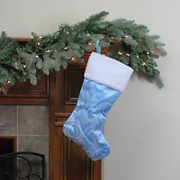 22.5" Glittering Swirl Design Christmas Stocking, Blue