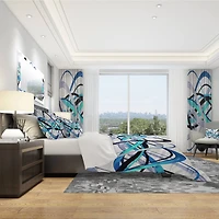 Designart 'Blue and Silver Helix' Modern & Contemporary Bedding Set