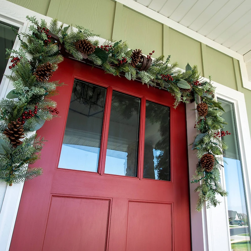 Village Lighting 9ft. Pre-Lit LED Winter Frost Christmas Garland