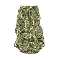 Hello Honey® 12.75" Green Textured Stoneware Organic Shaped Vase with Reactive Glaze