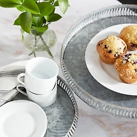 Set of 2 Grey Metal Farmhouse Cake Stand, 16", 12"