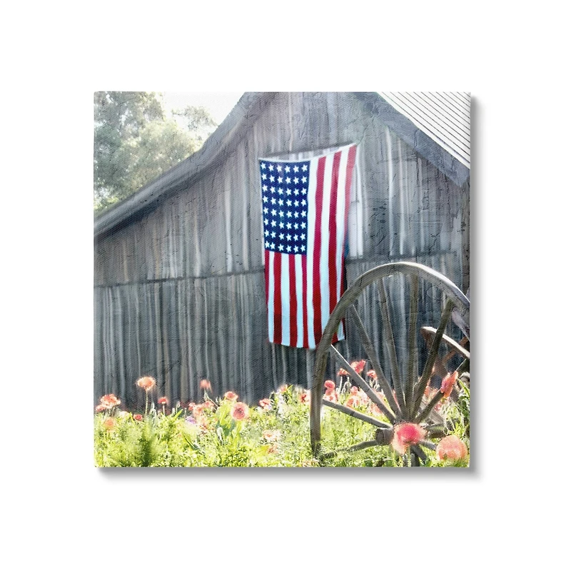 Stupell Industries Americana Barn Floral Farmland Canvas Wall Art